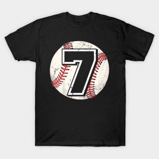 Kids Birthday Boy 7 Seven Baseball 7Th Birthday Baseball Player T-Shirt